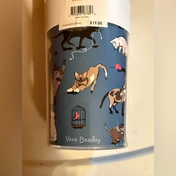 Vera Bradley Blue Cat Print Travel Tumbler with Straw - Picture 4 of 5
